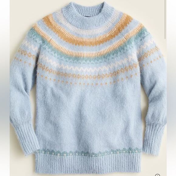 J.Crew Fair Isle Yoke Puff Sleeve Sweater - Picture 1 of 5